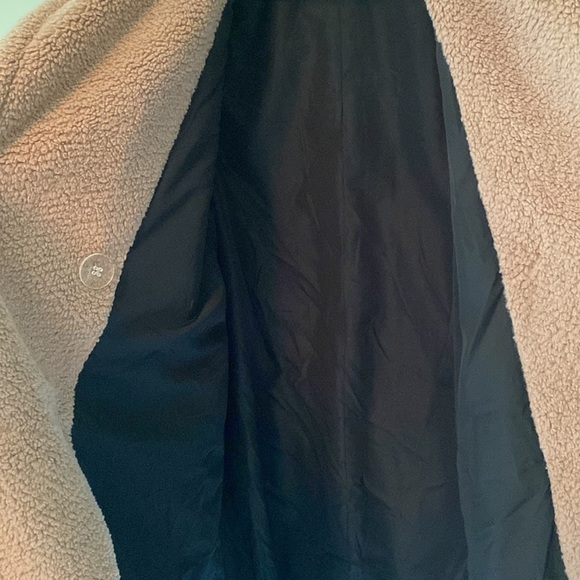 Mauve Urban Outfitters Teddy Pea Coat Long Faux Fur jacket longline fuzzy Sherpa - Picture 3 of 4